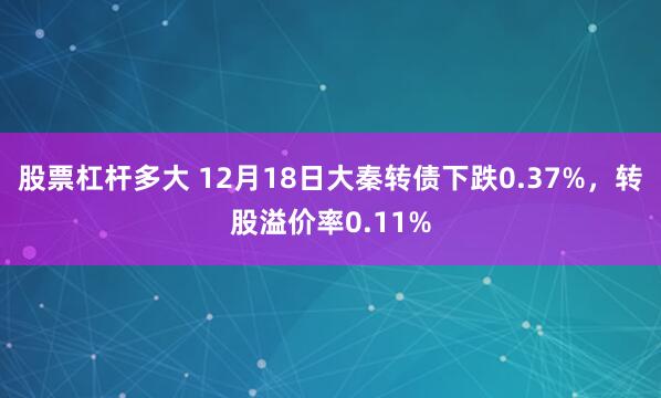 股票杠杆多大 12月18日大秦转债下跌0.37%，转股溢价率0.11%