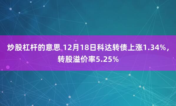 炒股杠杆的意思 12月18日科达转债上涨1.34%，转股溢价率5.25%