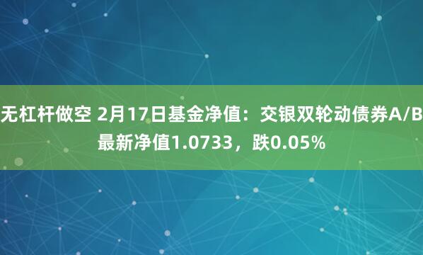 无杠杆做空 2月17日基金净值：交银双轮动债券A/B最新净值1.0733，跌0.05%