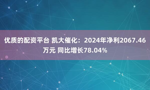 优质的配资平台 凯大催化：2024年净利2067.46万元 同比增长78.04%