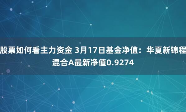 股票如何看主力资金 3月17日基金净值：华夏新锦程混合A最新净值0.9274